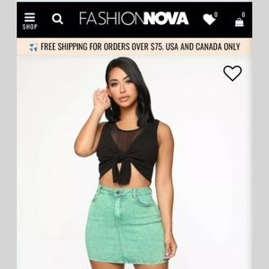 She Can Get A Taste Denim Skirt - Neon Green